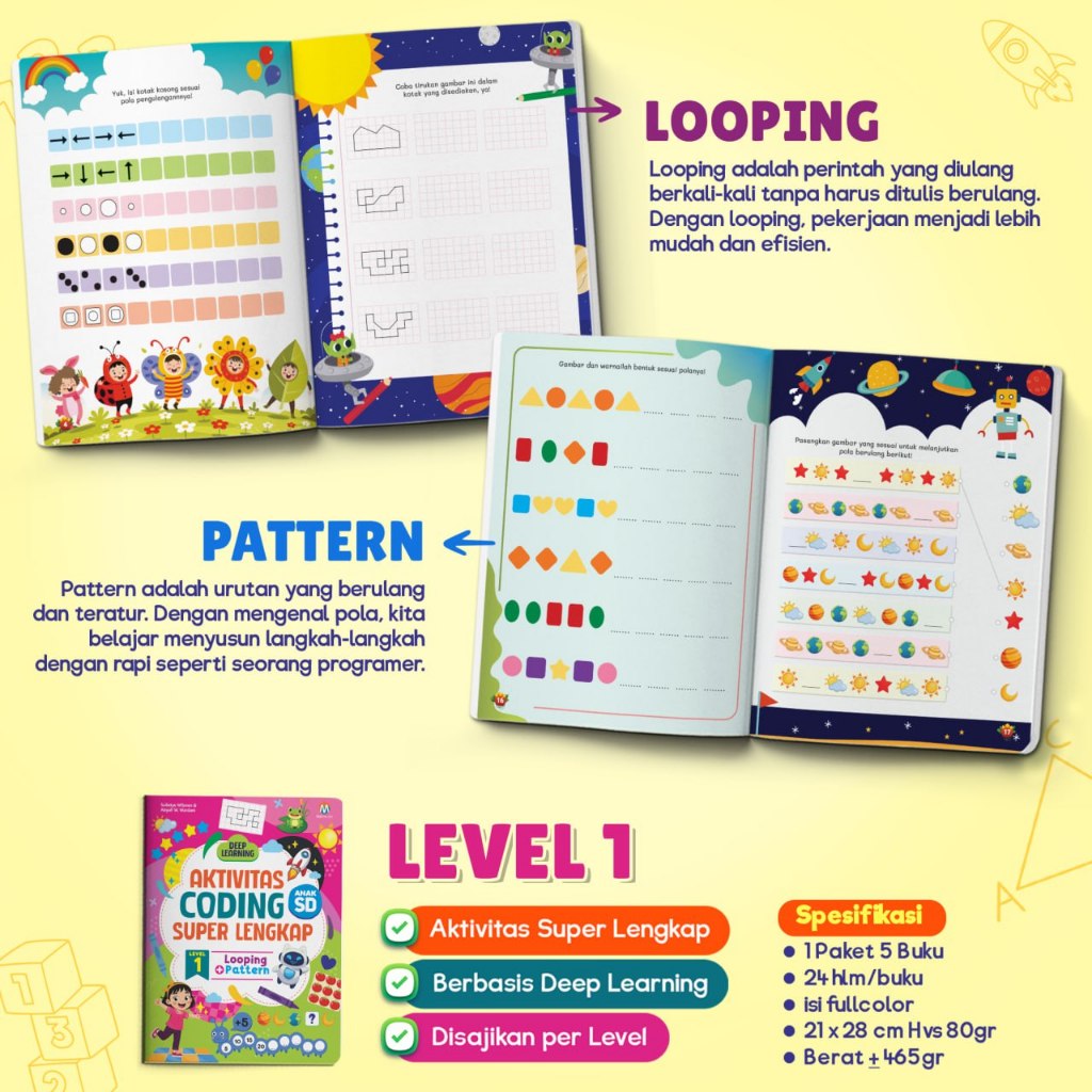 Jual (ISI 5 BUKU) Paket Aktivitas Coding Superlengkap untuk Anak SD ...