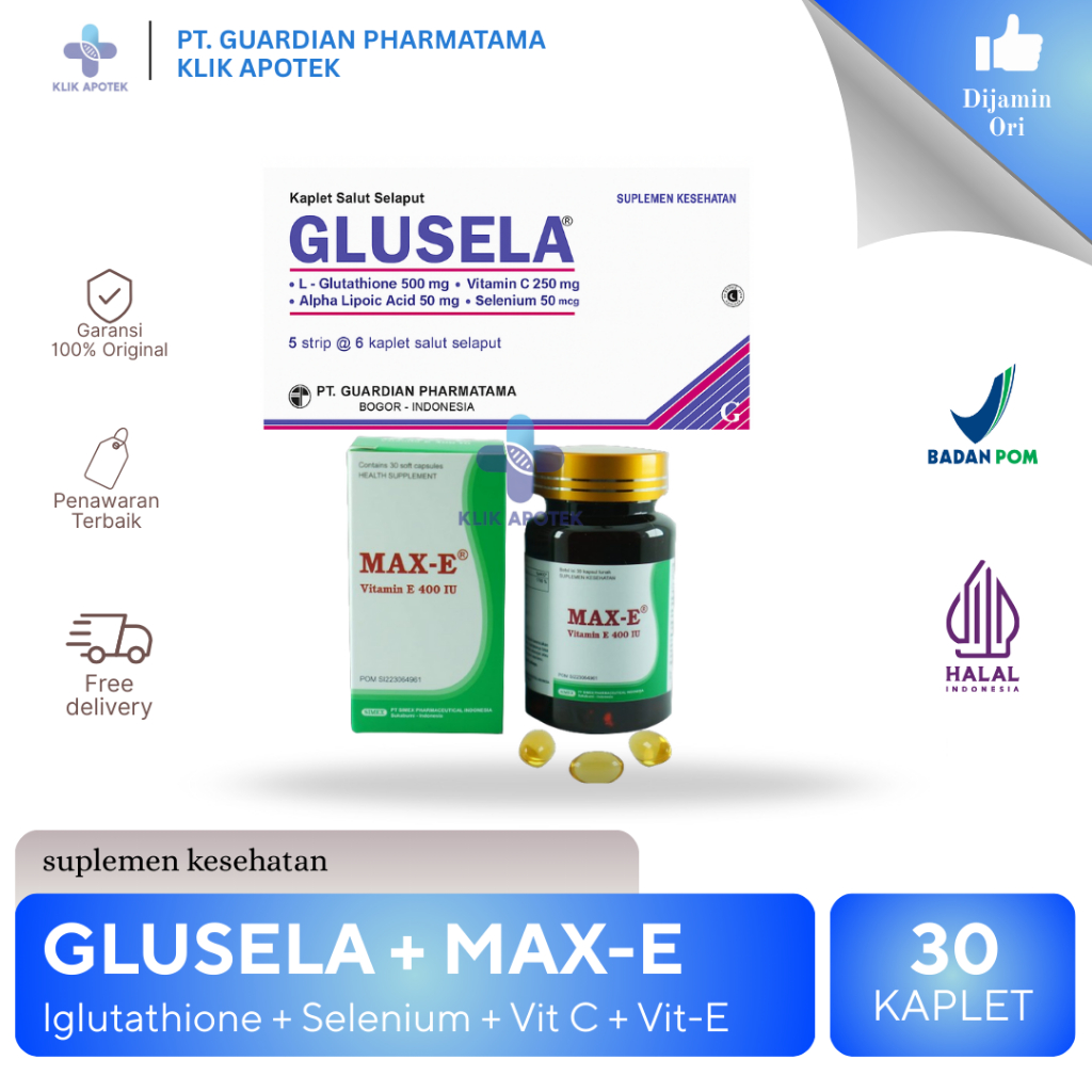 glusela glutathione Jual GLUSELA+VITAMIN E (BUNDLING) l L-GLUTATHIONE 500MG+VIT E 400IU