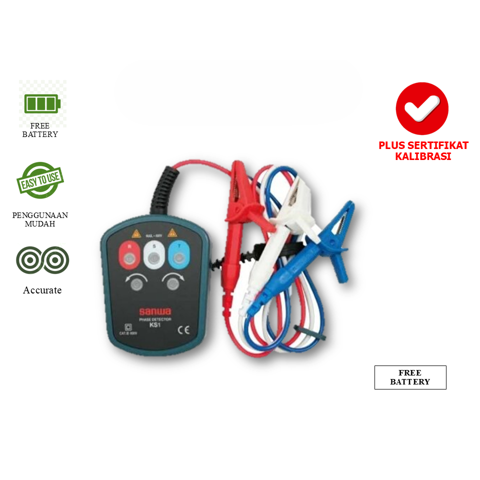 Jual Sanwa KS-1 Phase Sequence 3 Phase Checker 3 Fasa Detector