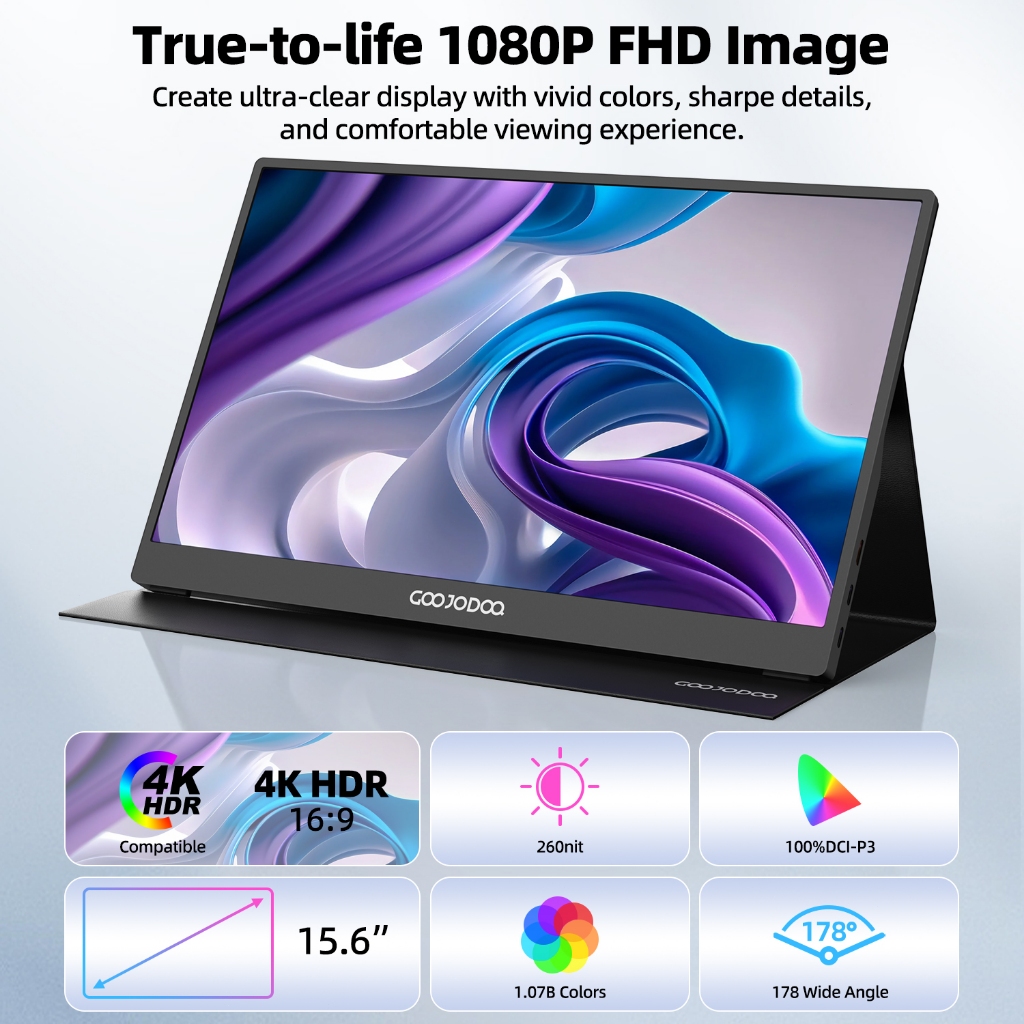 Jual Goojodoq Portable Monitor Touchable 15.6'' 1920*1080P 4K with IPS ...