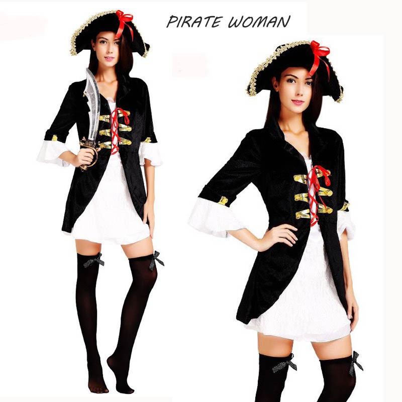 Jual kostum pirate woman / cosplay bajak laut wanita motif warna hitam ...