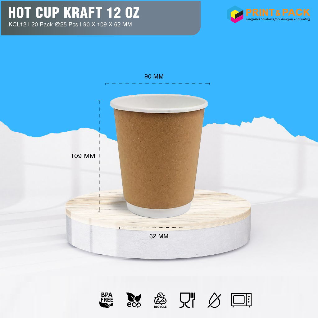 Jual Paper Cup Kraft 12oz + TUTUP isi 25 pcs / Gelas Kertas Coklat ...