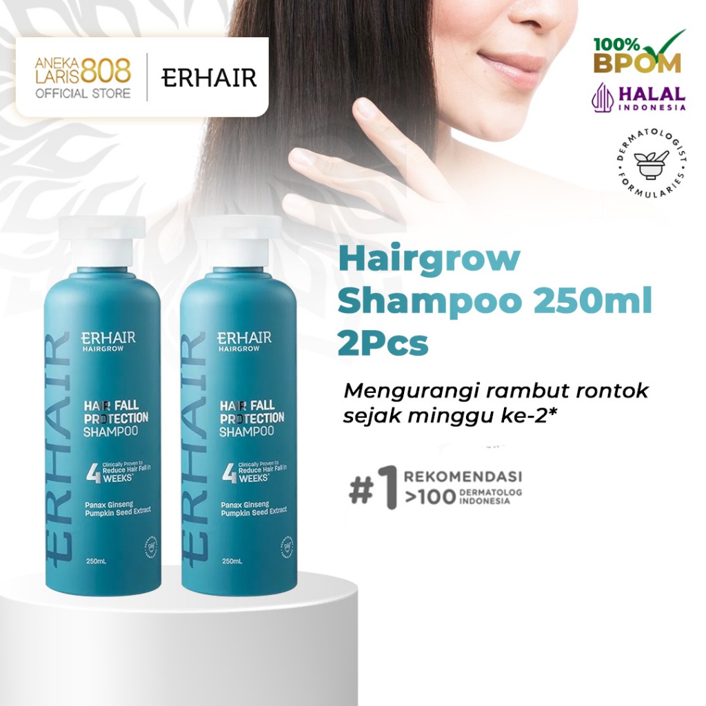 ERHA ERHAIR Hairgrow Shampoo 250ml 2Pcs - Shampo Penumbuh Rambut Rontok Ekstrak Panax Ginseng