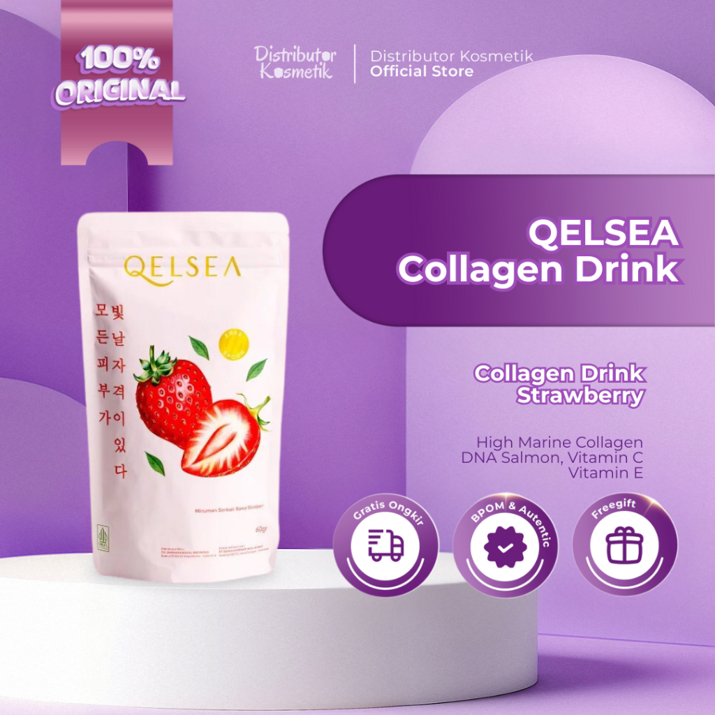 Jual [ AGEN RESMI ] QBAST QELSEA Super Glow Collagen Drink Strawberry ...