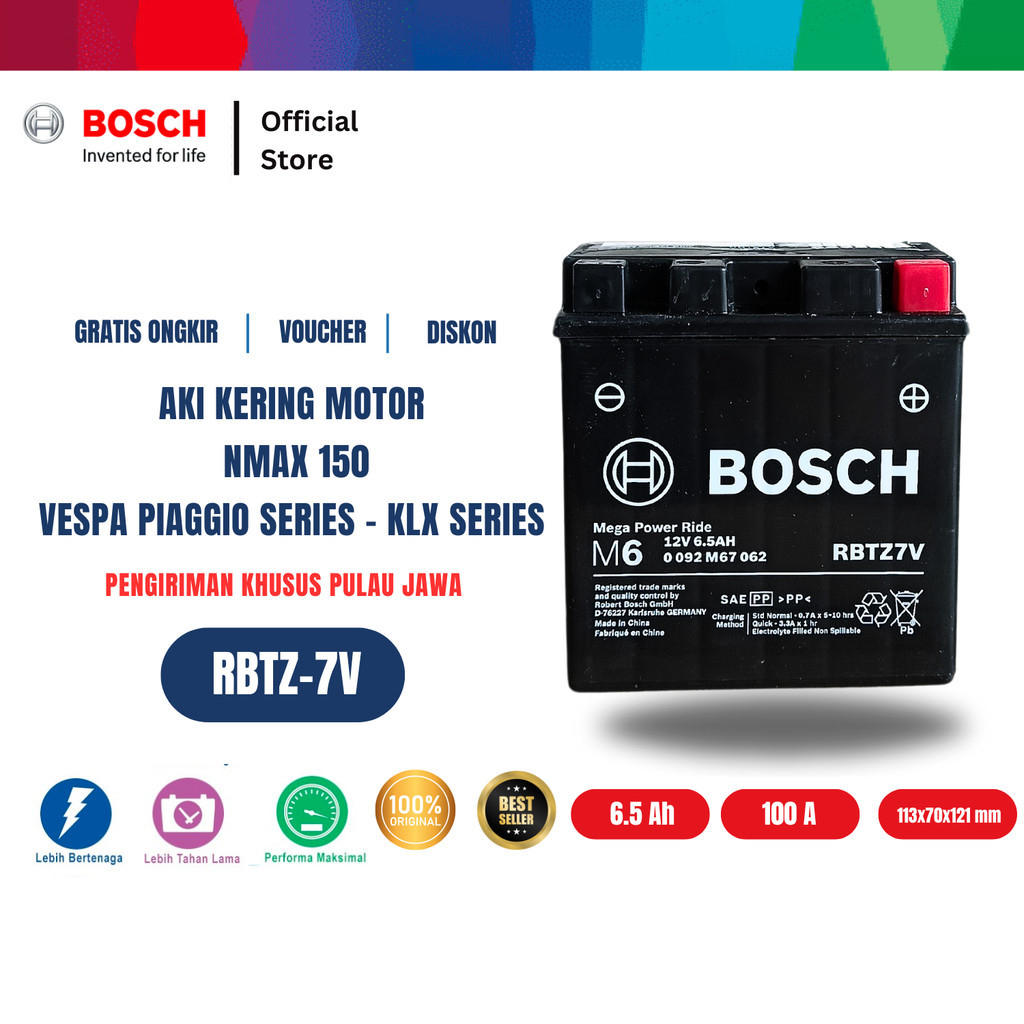 Bosch Aki Kering Motor Lexi, Nmax 150, Vespa, Piaggio series dan Kawasaki KLX series - RBTZ-7V