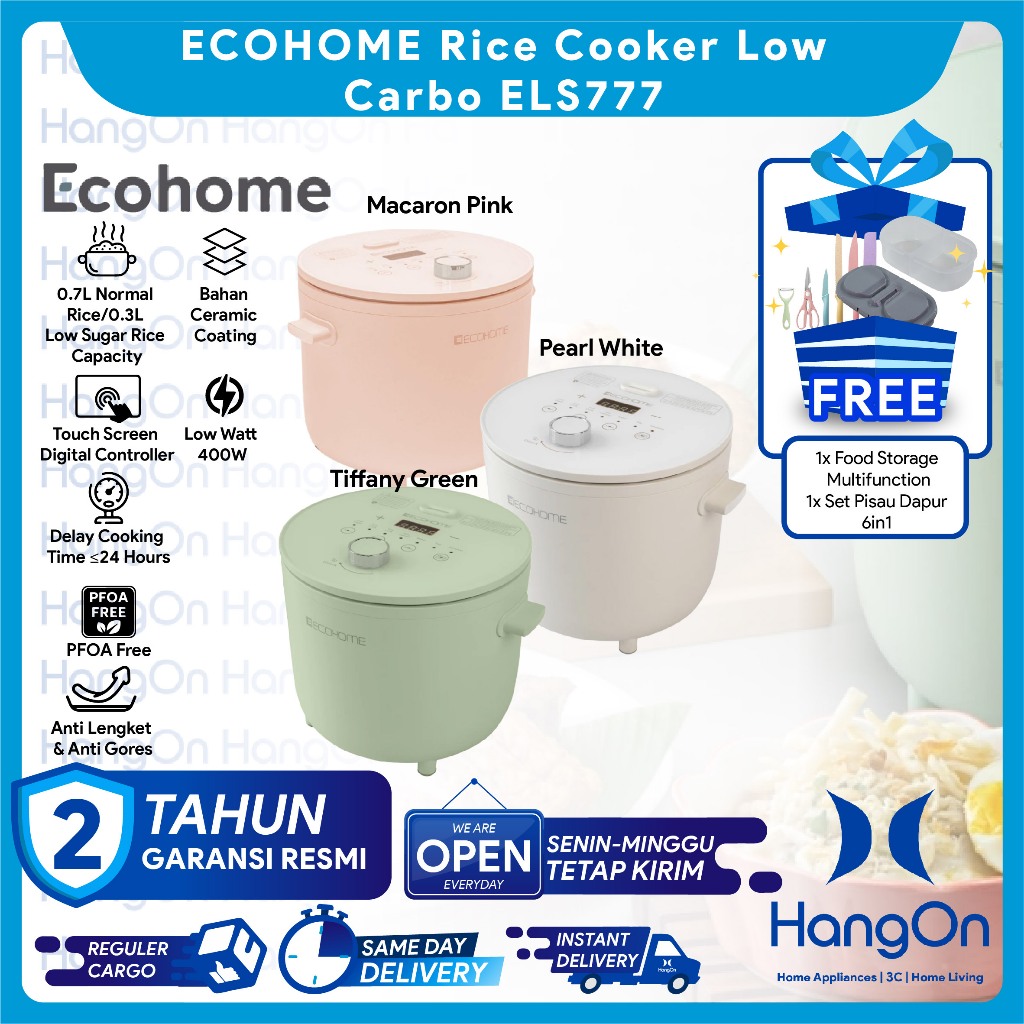 Jual ECOHOME ELS777 Rice Cooker Multifungsi 7-in1 Low Carbo Low Sugar ...