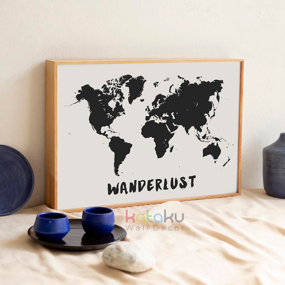 Jual Poster Peta Dunia Wanderlust Hiasan Dinding World Map Quotes Wall ...