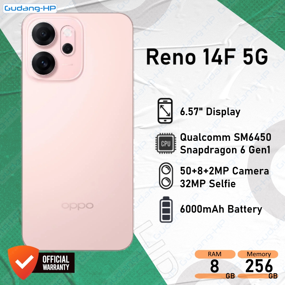 Jual OPPO Reno 14F 5G 8/256 GB Garansi Resmi | Shopee Indonesia