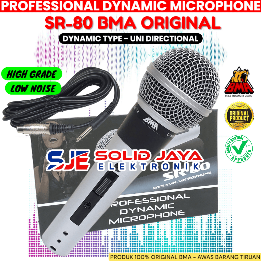 Jual MIC MICROPHONE BMA SR-80 DYNAMIC KABEL SR80 SR 80 VOCAL VOKAL ...