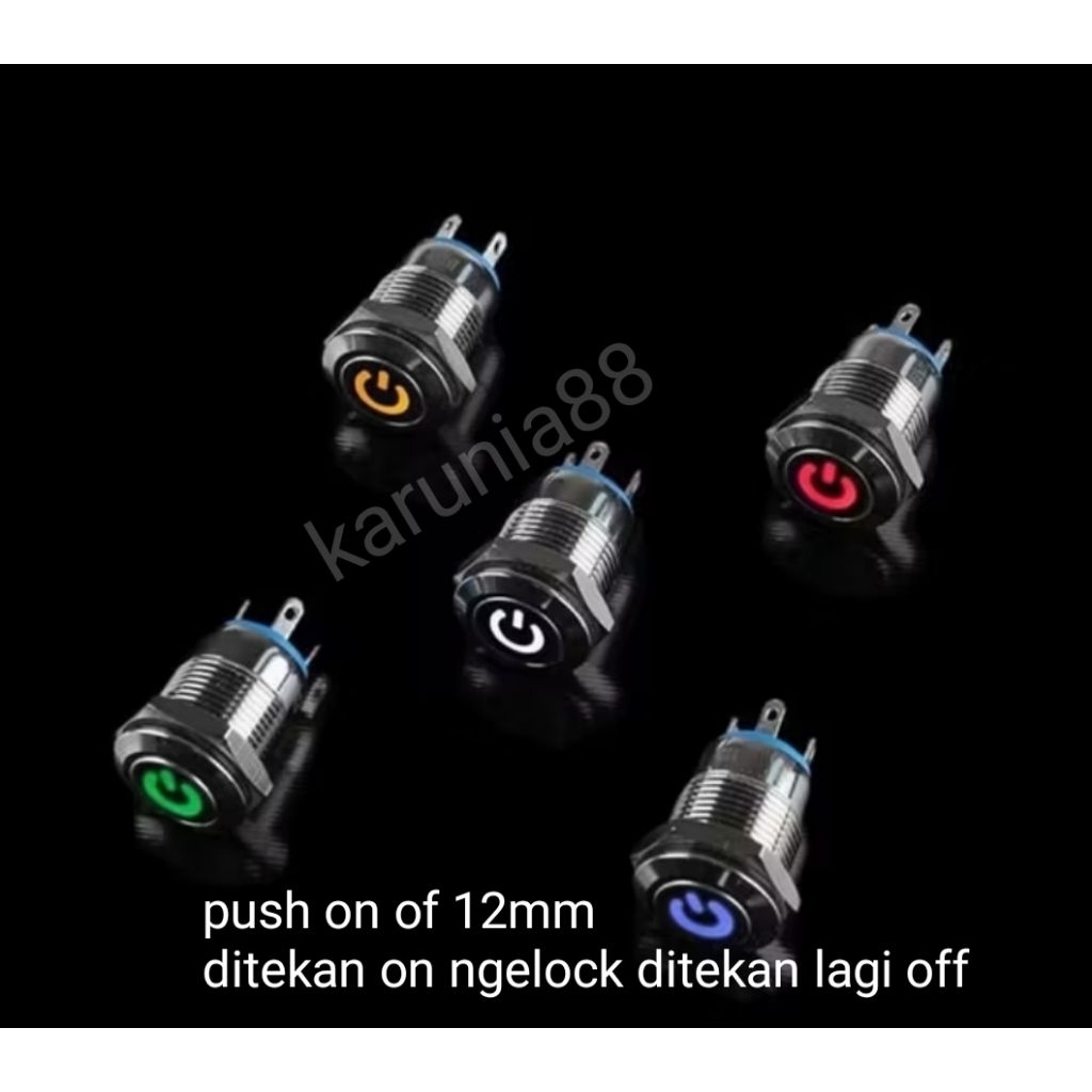 Jual saklar push on of stainless 12mm plus led waterproof | Shopee ...