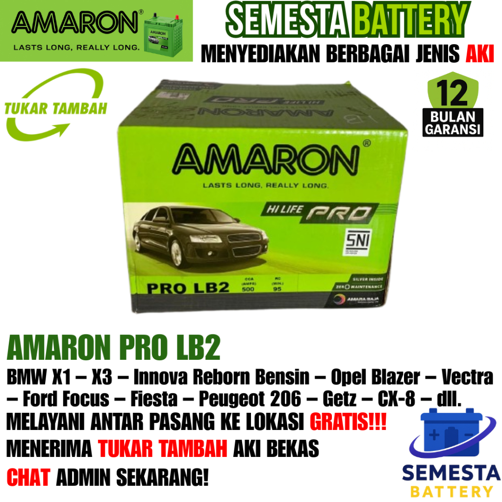 Jual Aki Mobil Amaron PRO LB2 – Aki Kering, Garansi 12 Bulan – Cocok ...