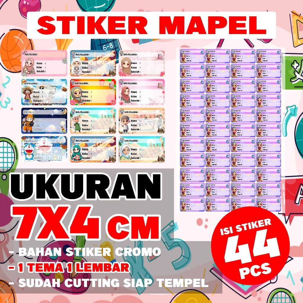 Jual Stiker Mapel Stiker Sticker Mata Pelajaran Untuk buku anak sekolah ...