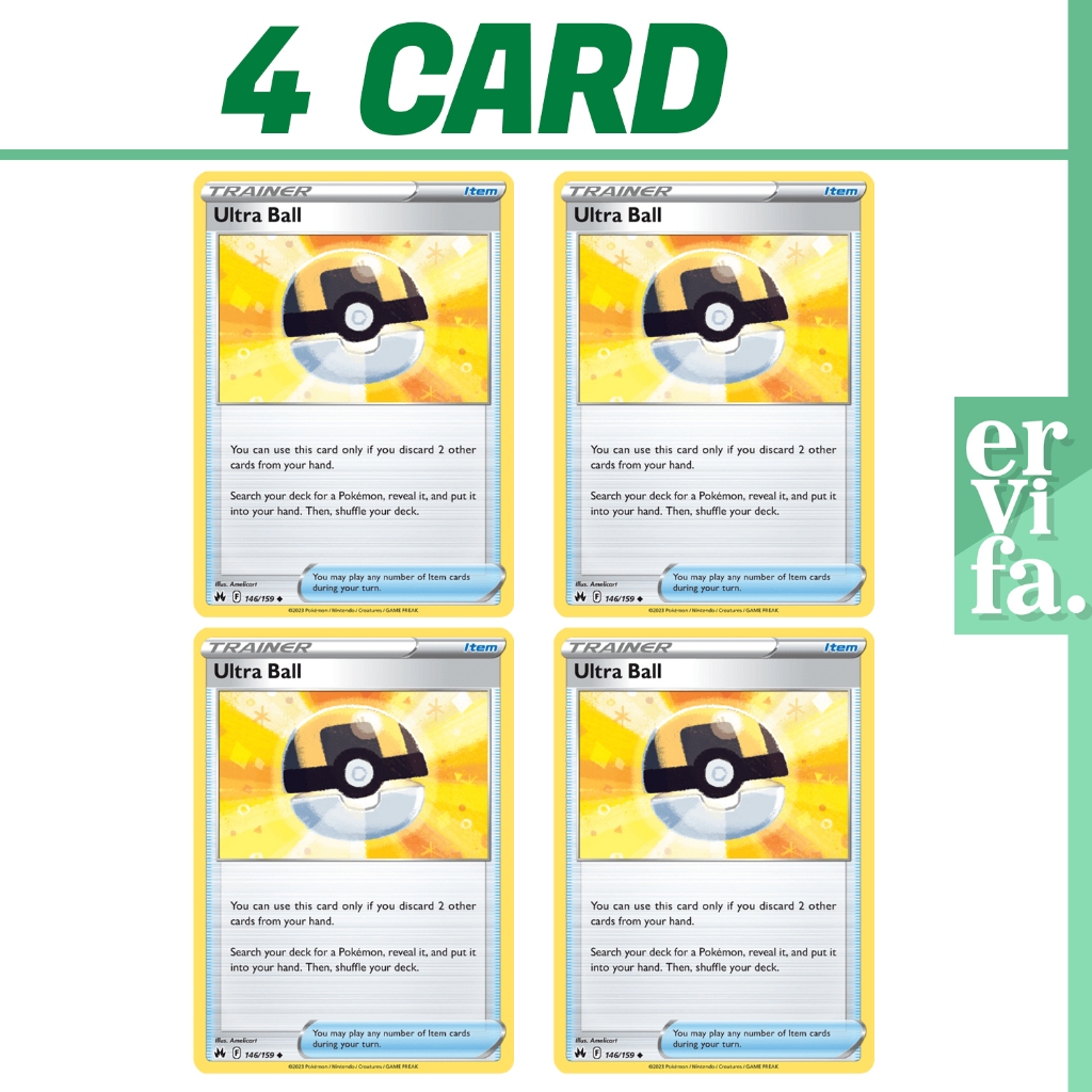 Jual Ultra Ball 4Card Trainer Item Pokemon Card ENGLISH Crown Zenith ...