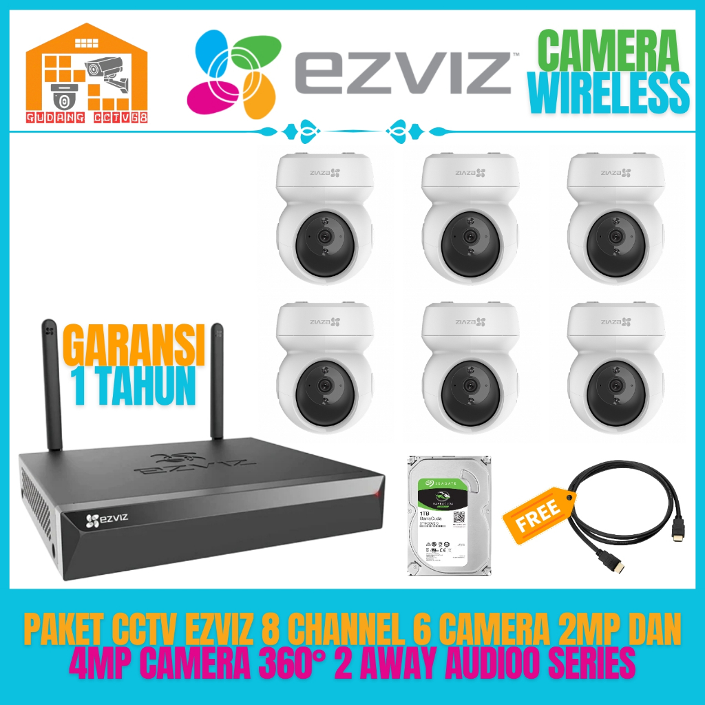 Jual PAKET CCTV EZVIZ CAMERA WIRELESS NVR CHANNEL KAMERA 4MP