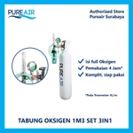 Pureair Tabung Oksigen 1 m³ Set 3-in-1 (Tabung + Isi Oksigen + Regulator) (Khusus Instan)