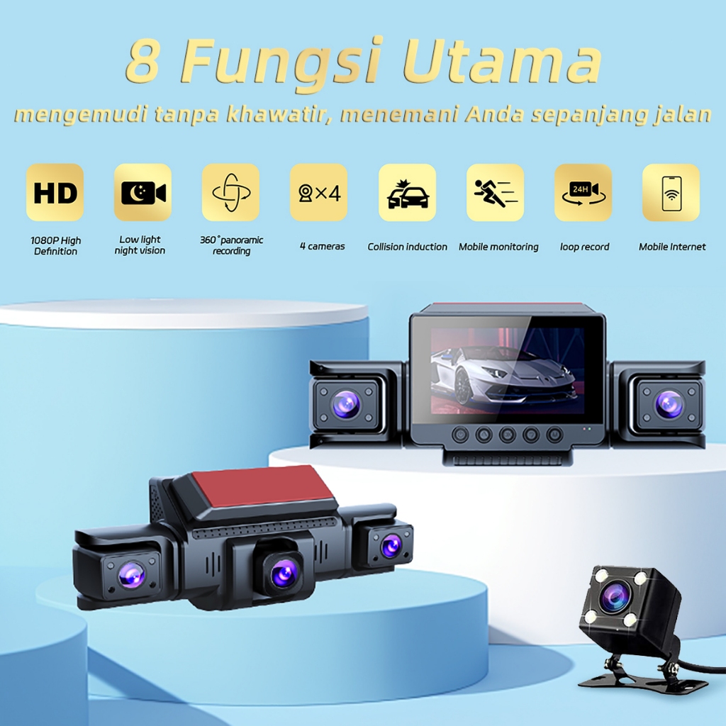 Jual Acroder Dashcam 4 kamera T41 WiFi HD 1080P All-round Monitoring ...