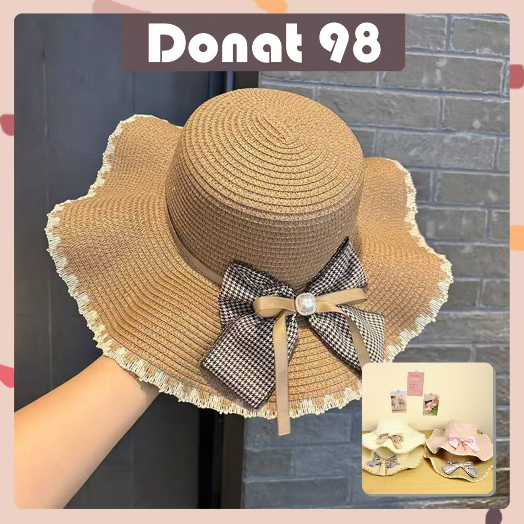 Jual Topi Pantai Gelombang Pita Renda Topi Pantai Wanita Bahan Paper ...