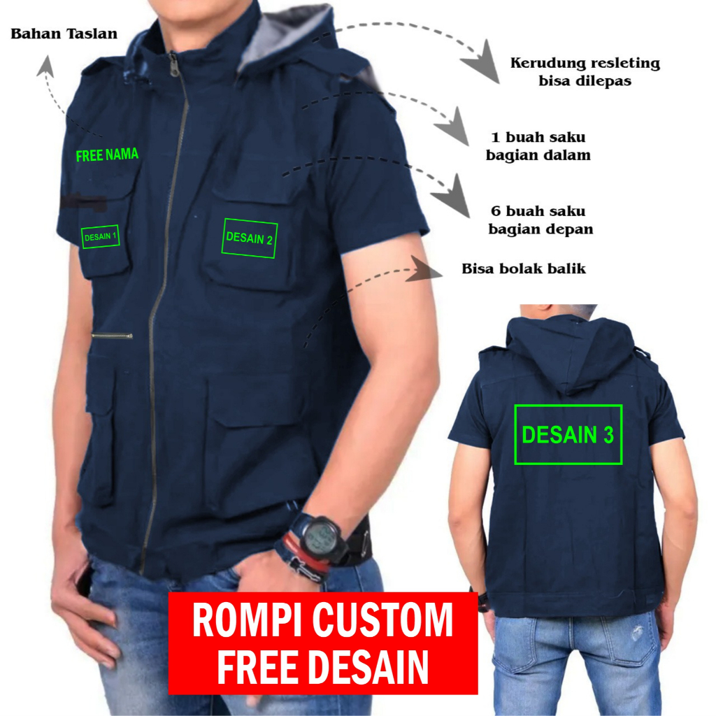 Jual Rompi Custom Desain / Rompi Free Desain / Rompi Custom / Rompi ...