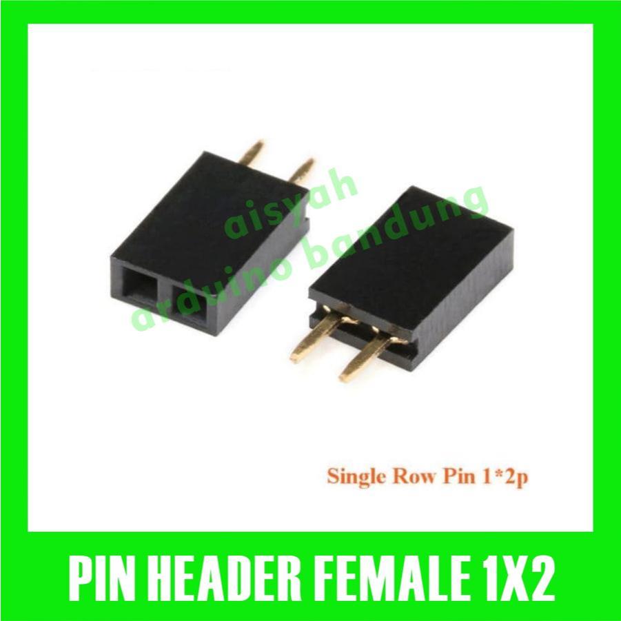Jual Pin Head Female 1X2 Pin 2p 2.54mm single Row Header lurus 1x2p 1 x ...