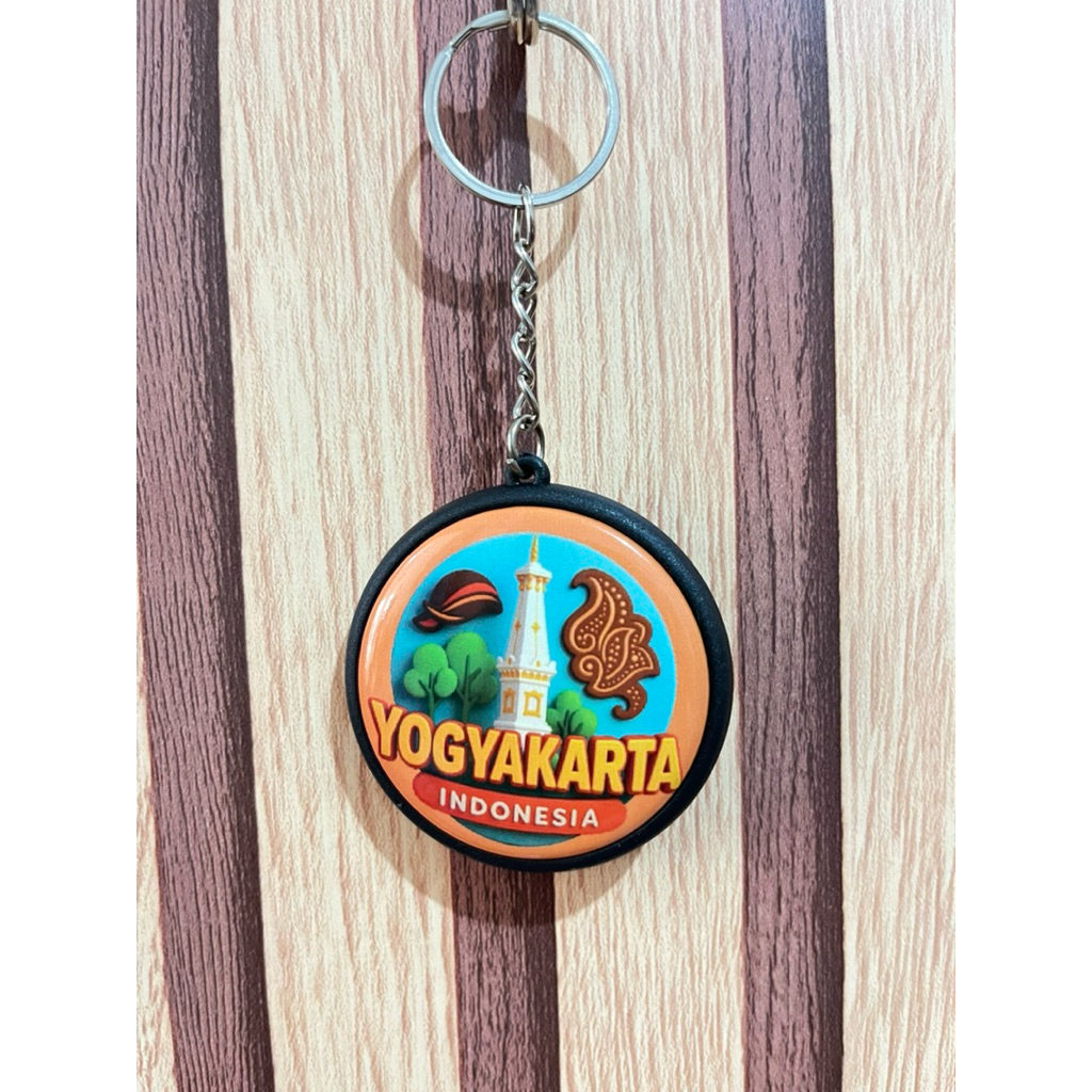 Jual gantungan kunci/keychain bulat 2 sisi 4,5 cm oleh oleh khas ...