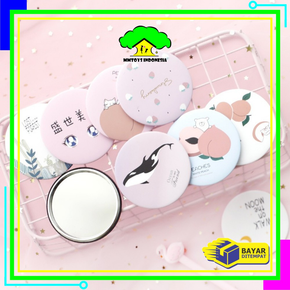 MI-K53 Cermin Bulat Karakter / Kaca Cermin Make Up Mini Travelling Motif Kartun Colorful / Cermin Saku Portable Mini / Kaca Dandan Rias Sovenir
