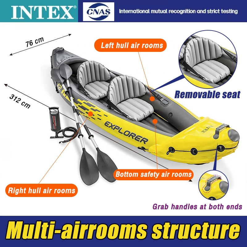 Jual Intex official Inflatable Kayak EXPLORE Portable Fishing Boat ...