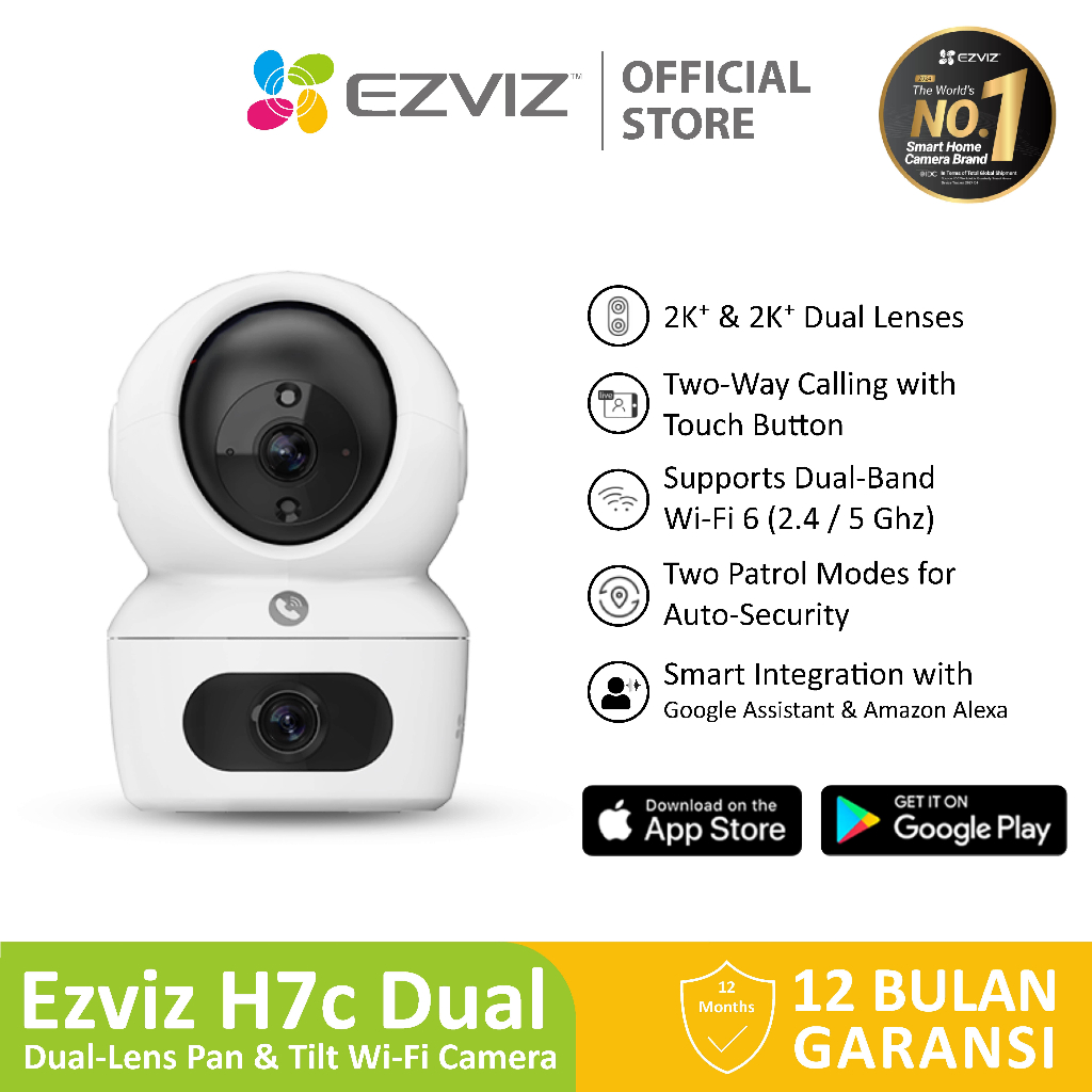 Jual Ezviz H7c Dual-Lens 2K+ & 2K+ Smart Home Wifi Pan Tilt IP Camera ...