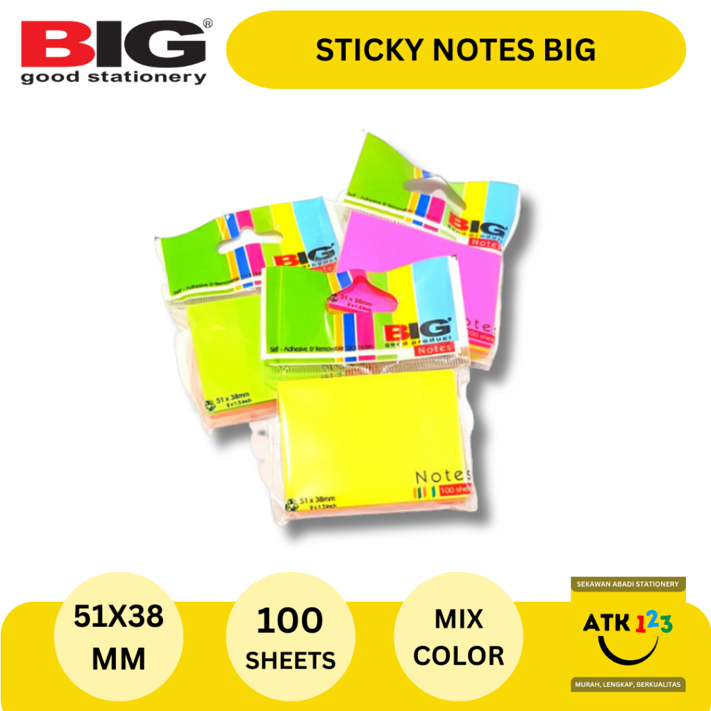 Jual BIG Post It / Sticky Note / Sign Here Merk BIG Ukuran SN-51x38C ...
