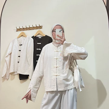 Buymau.Fa Alenia Blouse Wanita Atasan Linen Premium Lengan Panjang Atasan Linen Basic Top Korea