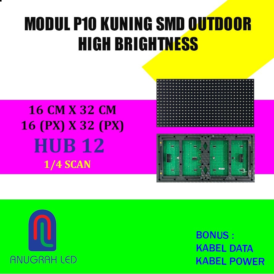 Jual P10 PANEL LED MODUL MODULE SMD P10 MERAH KUNING PUTIH HIGH ...
