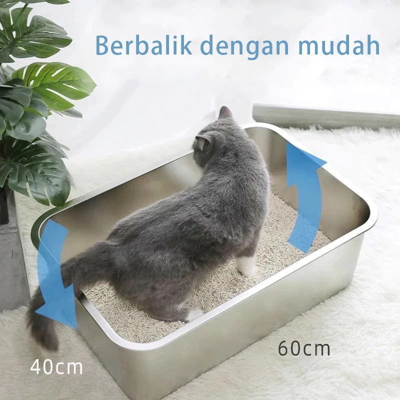 Jual Cat Litter Box Bak Pasir Kucing Stainless Steel Jumbo Tempat Pasir ...