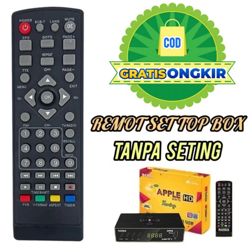 Jual Remote SET TOP BOX MATRIX APPLE KUNING ORIGINAL tanpa seting ...