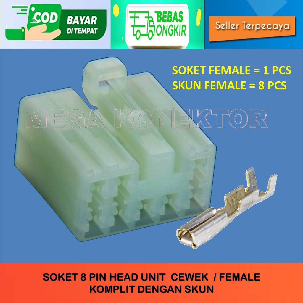 Jual SOKET KABEL 8 PIN SOKET HU 8 PIN SOKET MOBIL 8 PIN SOKET TAPE ...
