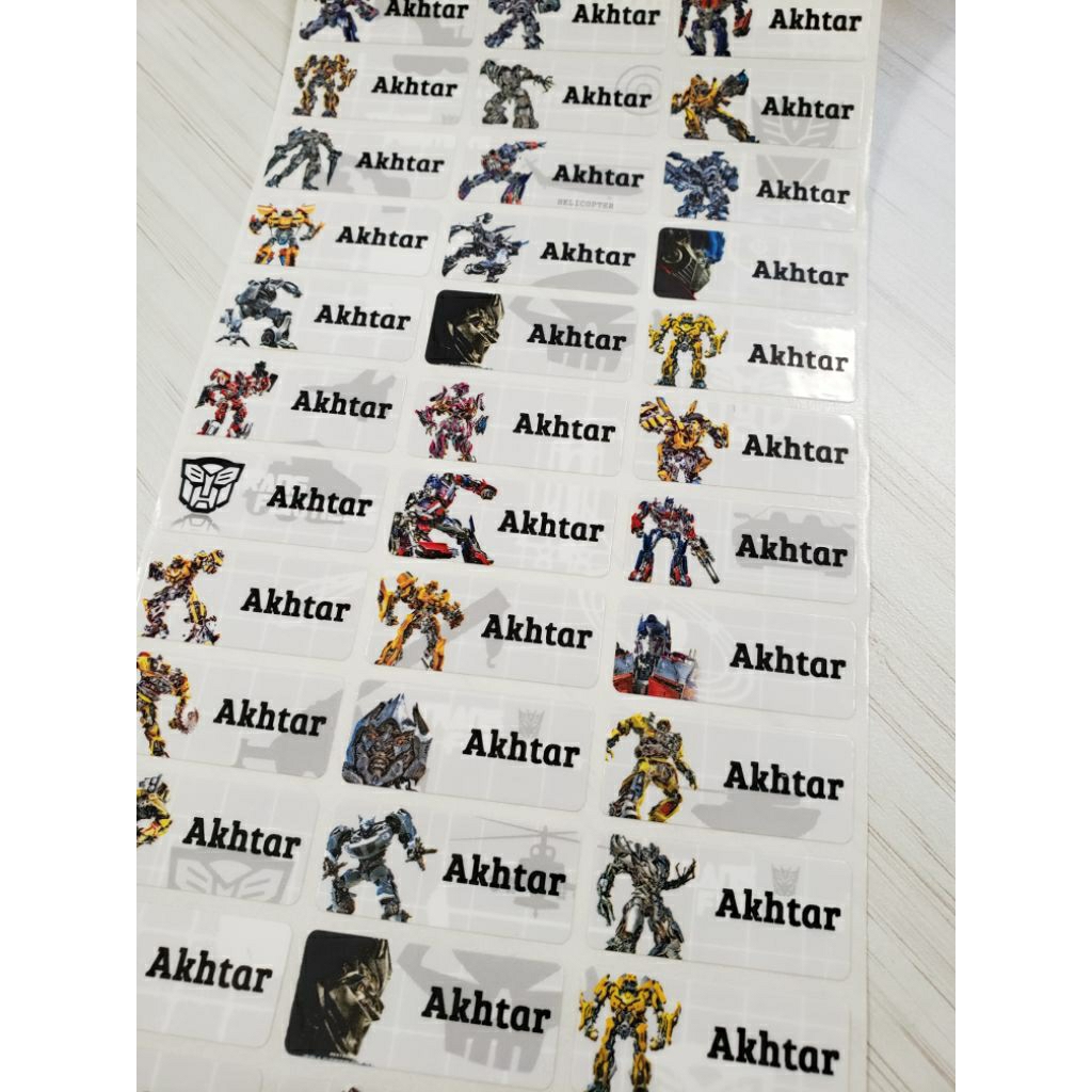 Jual Stiker Label Nama Name Sticker Waterproof Robot Transformer ...