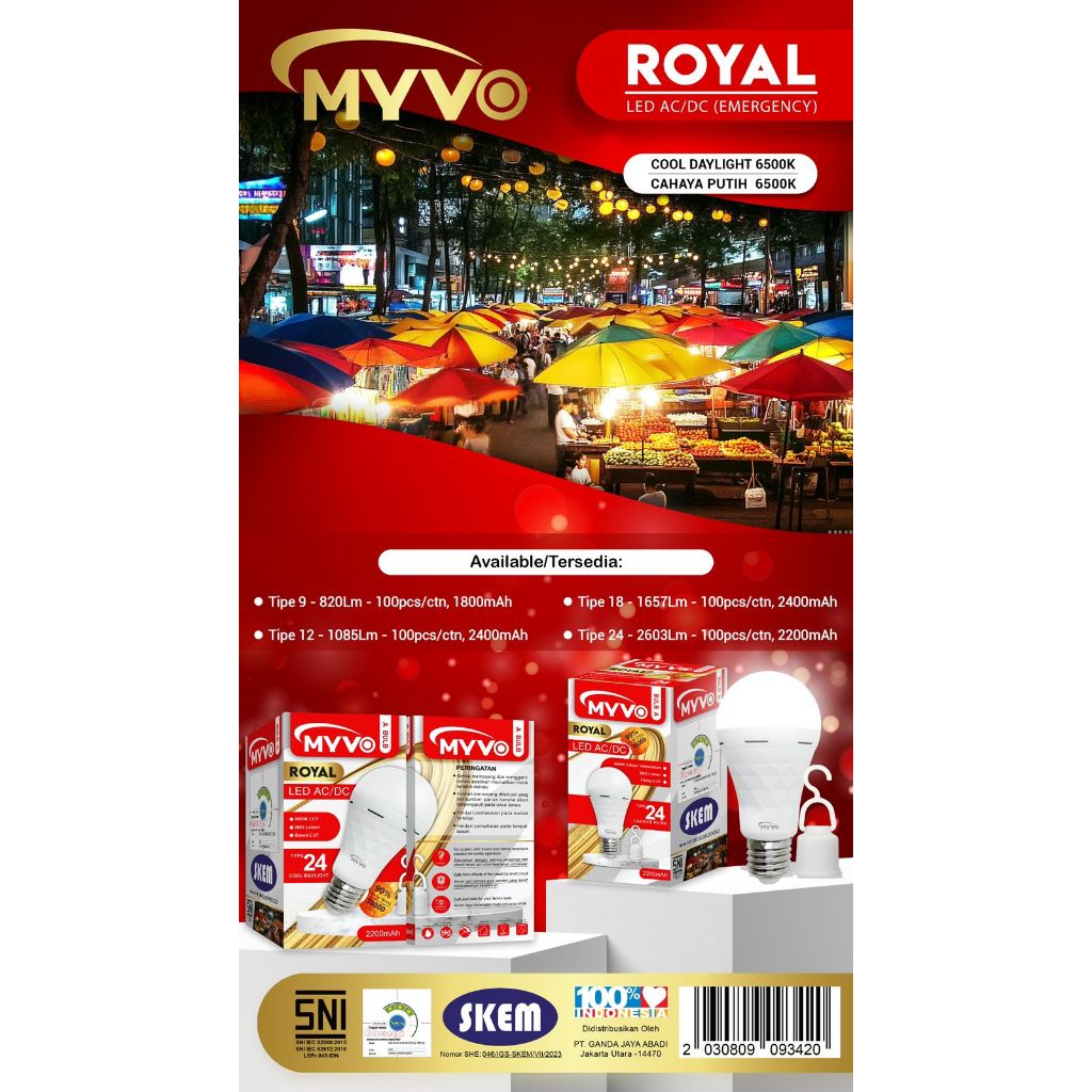 Jual BOHLAM EMERGENCY MYVO ROYAL 9W 12W 18W 24W 9 WATT 12 WATT 18 WATT ...