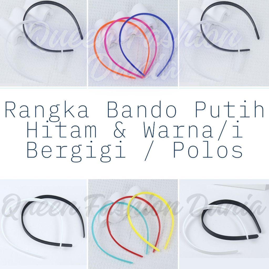 Jual Bando Plastik Putih, Hitam & Warna/i Bergigi Polos Harga/12 Pcs ...