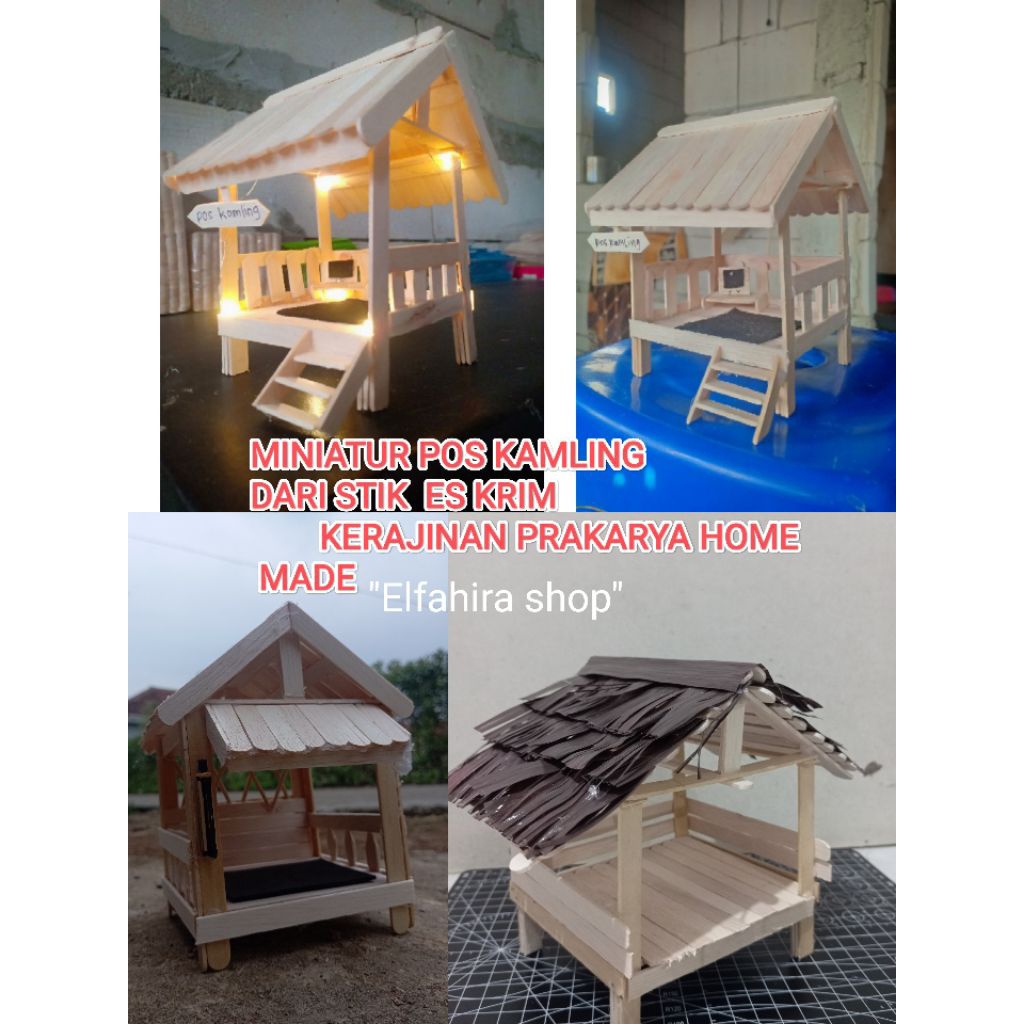 Jual Miniatur pos kamling || pos ronda dari stik es krim || kerajinan ...