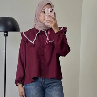 CILILY- Blouse Kerah Layer Renda Coqquete Simple Kekinian Maripossa