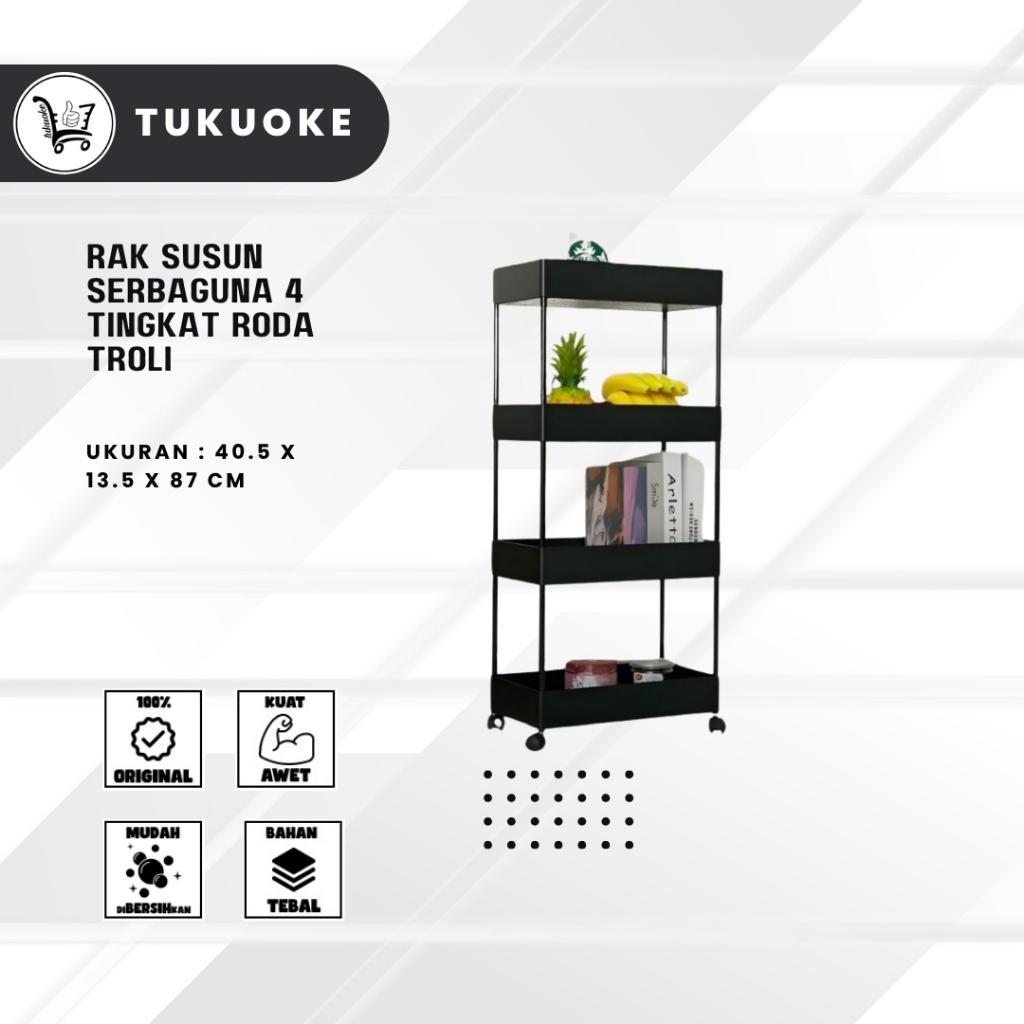 Jual RAK SUSUN SERBAGUNA 4 TINGKAT RODA TROLI DENGAN RODA RAK KAMAR ...