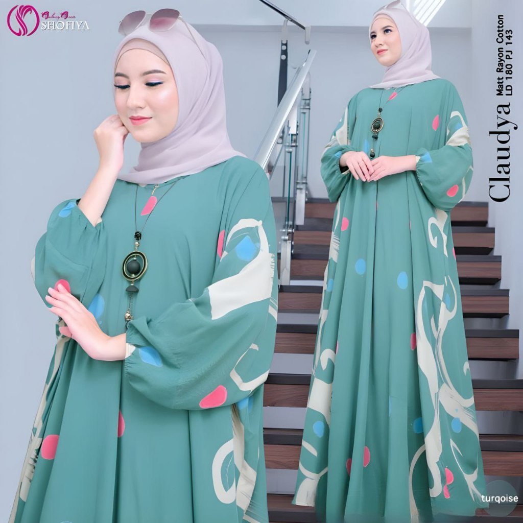 Gamis Kaftan Rayon Premium Adem Halus Menyerap Keringat Jumbo Busui Motif Lato Terbaru