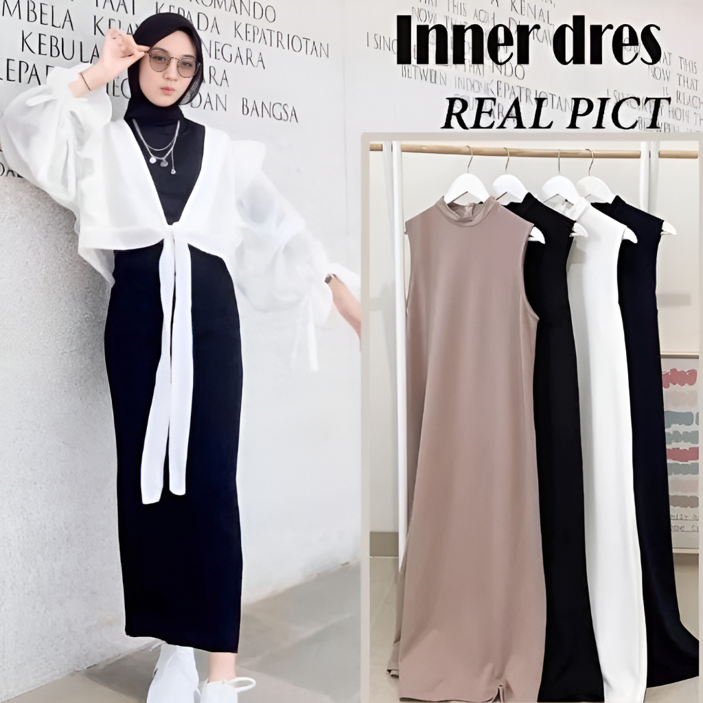 Jual Inner Dress Lekbong Premium Pakaian Wanita Dress Polos Murah ...