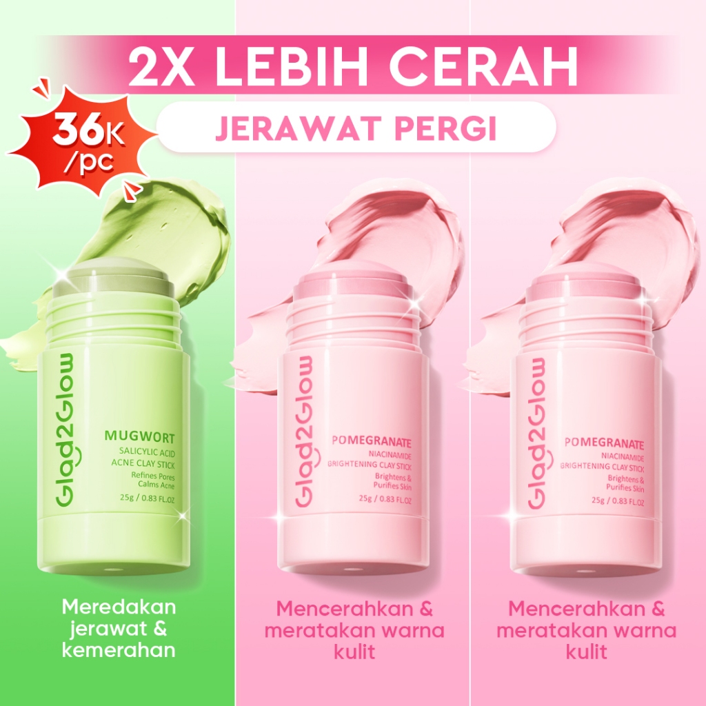 Jual [Toko Resmi] Masker Glad2Glow Niacinamide Brightening Clay Mask ...