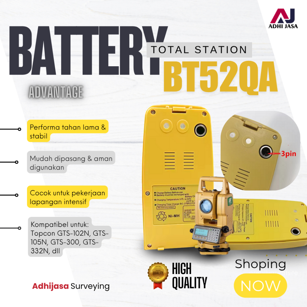 Batterie Topcon BT-52QA Pour Station Totale GTS/GPT - Neuf, Emballage D'origine