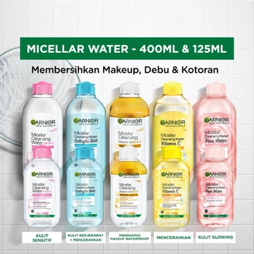 Garnier Micellar Water Pink 400 ML Skin Care Pembersih Makeup Wajah Untuk Kulit Sensitif 400ml