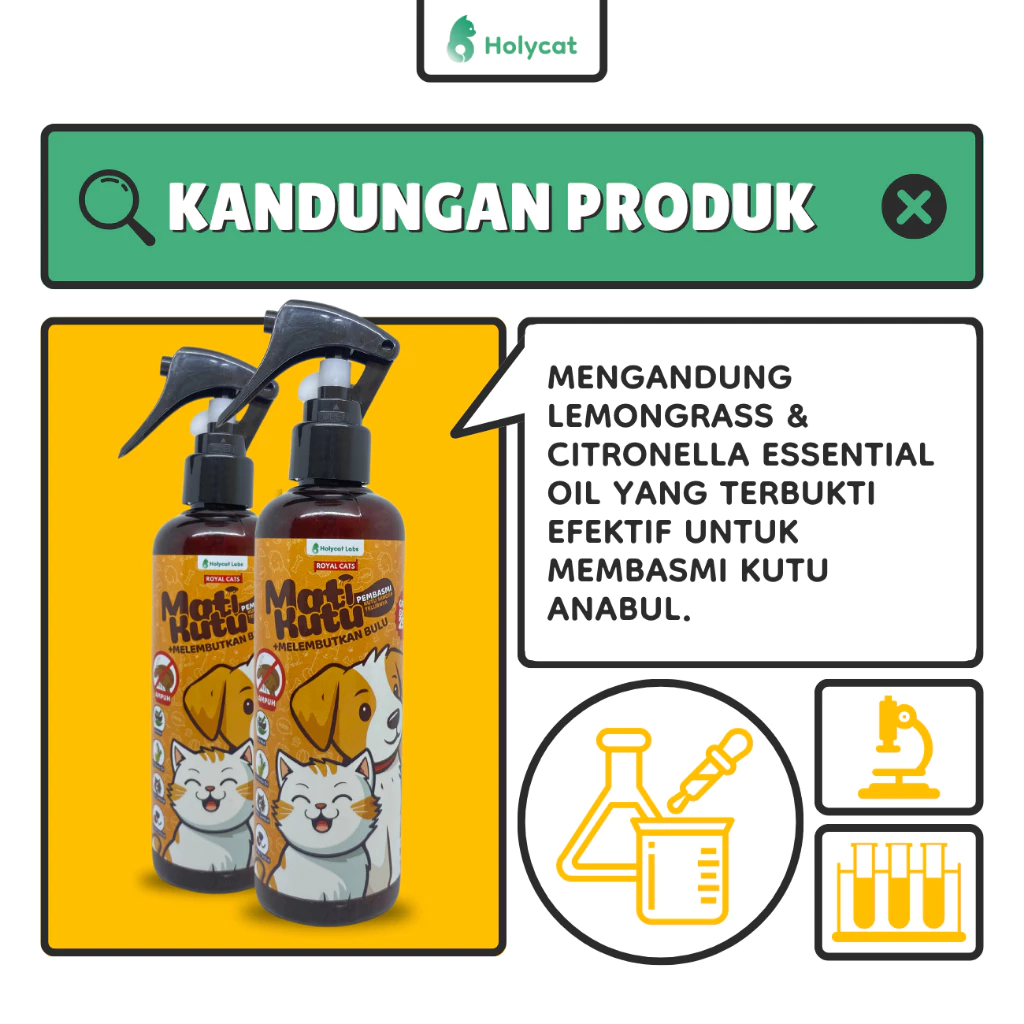 Holycatlabs obat anti kutu kucing anjing aman dijilat ampuh ubat pembasmi penghilang kutu 100ml