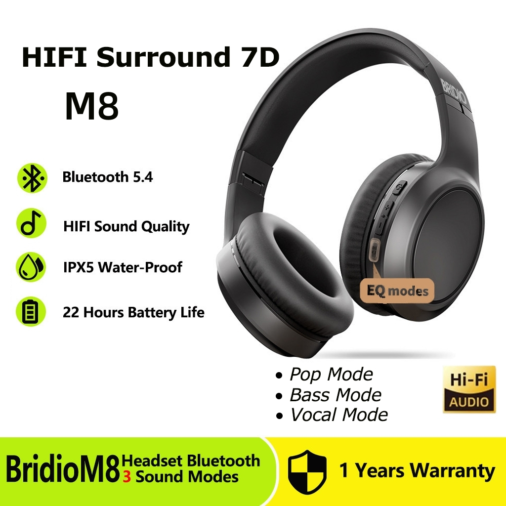 Jual Headphone Bluetooth Bridio M8 - EQ Custom Bass Boost + Mic Built ...