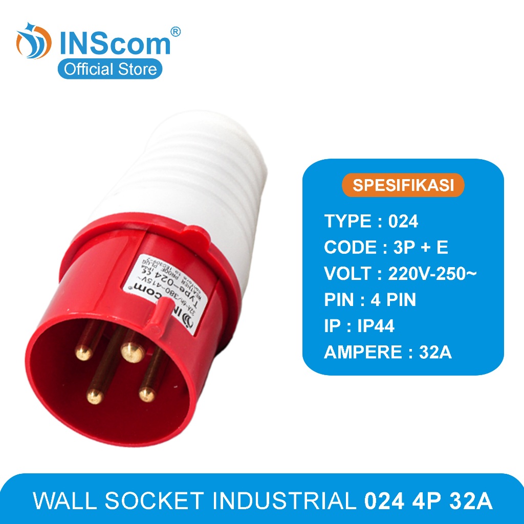 Jual SOCKET MOBILE MOUNTING 4 PIN 32A SOKET PLUG STOP KONTAK INDUSTRI ...