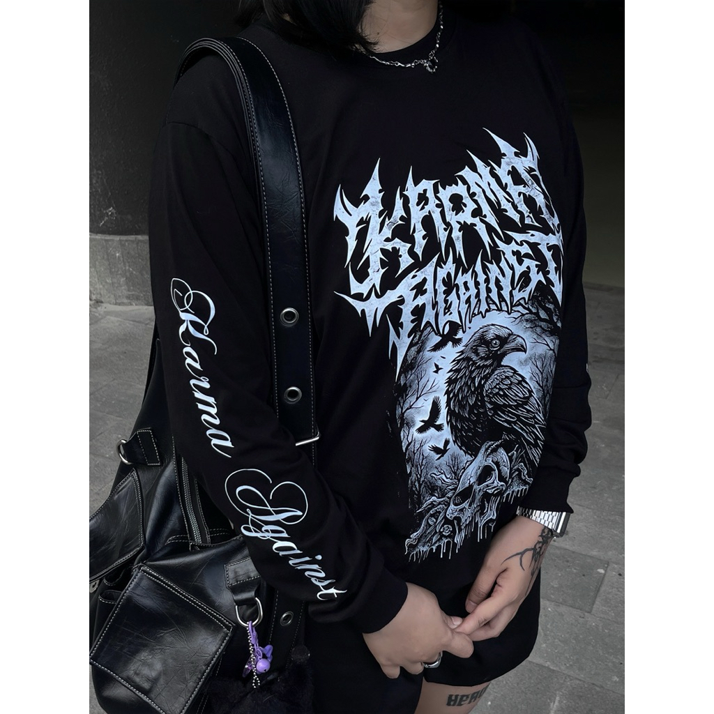 Jual long sleve distro spesial karma against trend punk metal | Shopee ...