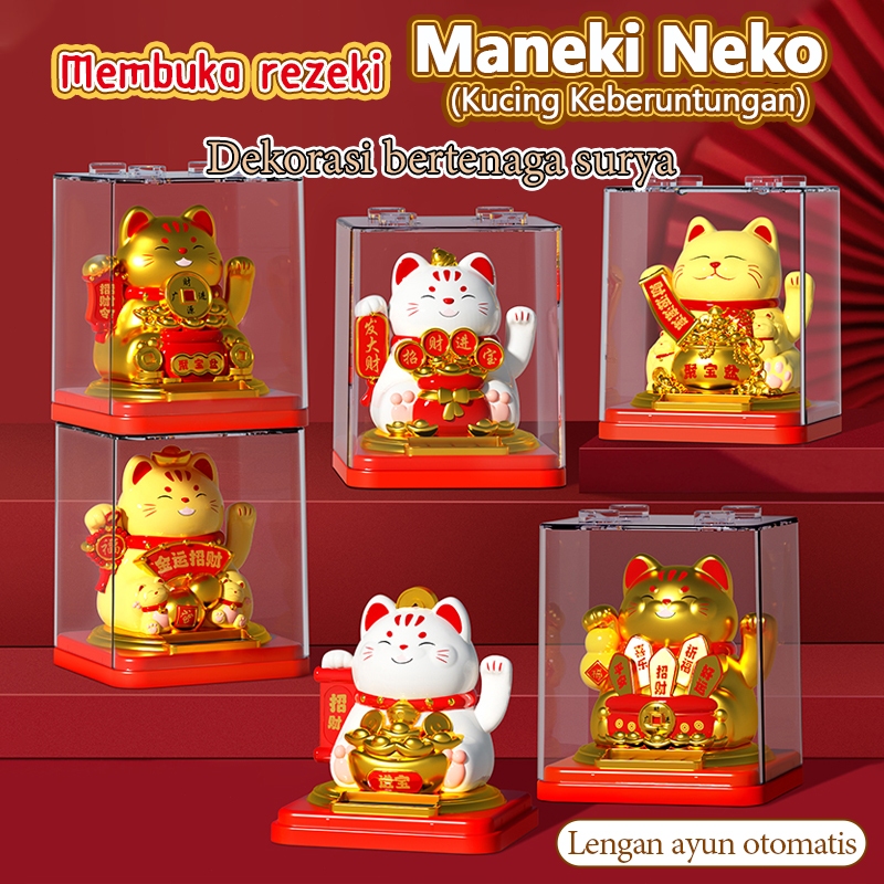 Jual PATUNG PAJANGAN KUCING HOKI BLOCK SOLAR KOTAK Maneki Neko Kucing ...