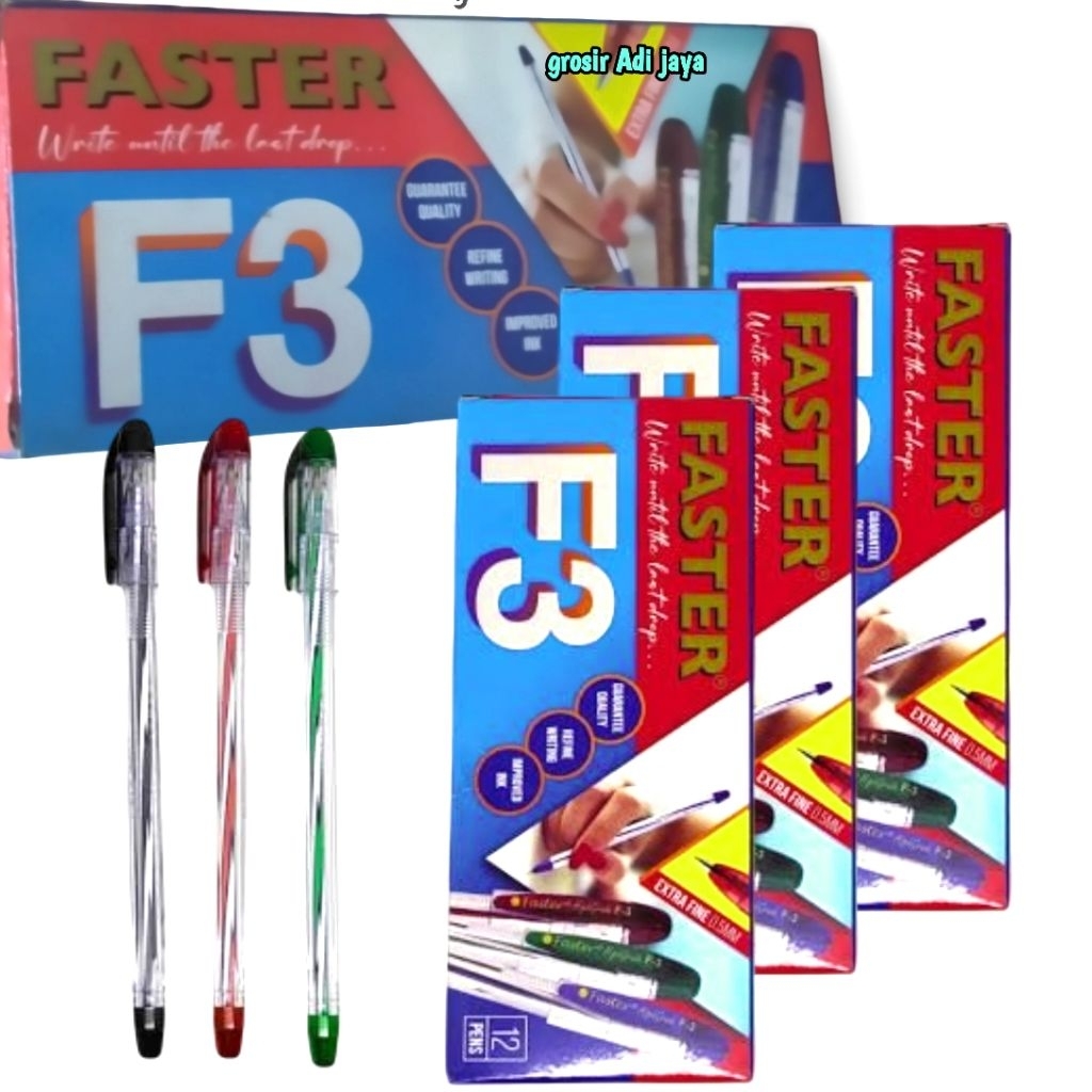 Jual pulpen gel FASTER F3 1 pack isi 12pcs | Shopee Indonesia